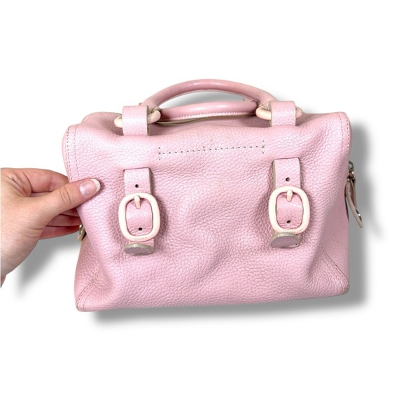 Vintage Y2K DKNY Soft Pastel Pink Leather Shoulder Box Tote Bag Purse - Picture 2 of 8